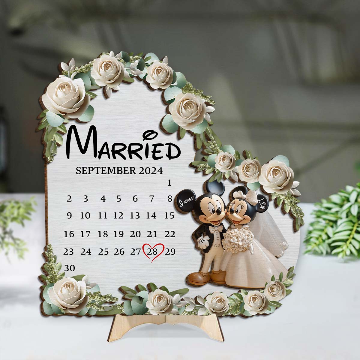 Cute Mouse Married Couple - Personalized Mouse 2 Layered Wood Sign / Wood Plaque