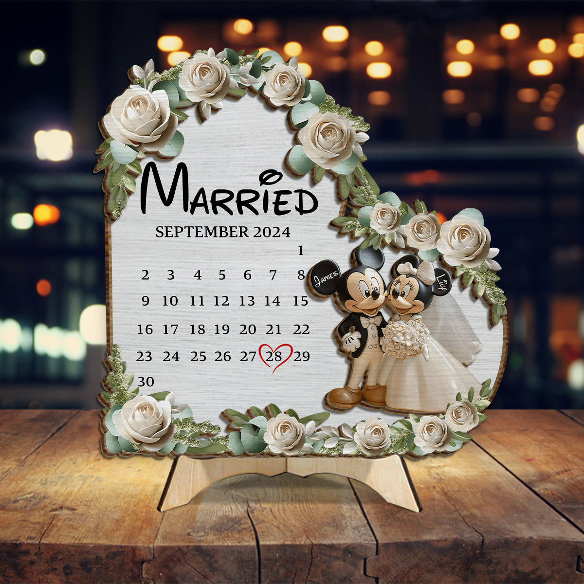 Cute Mouse Married Couple - Personalized Mouse 2 Layered Wood Sign / Wood Plaque