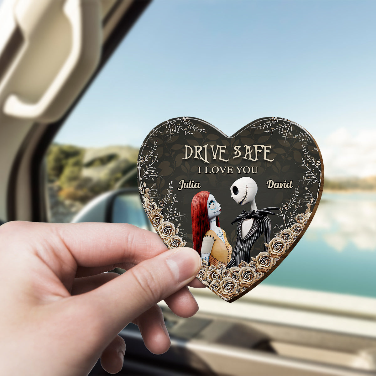 Drive Safe I Love You - Personalized Nightmare Shaped Car Visor Clip