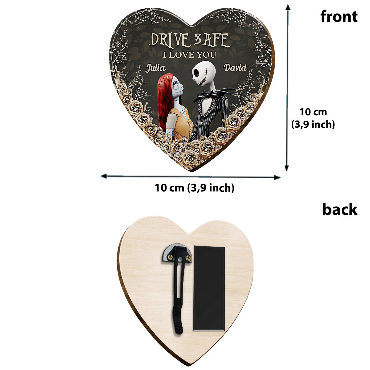 Drive Safe I Love You - Personalized Nightmare Shaped Car Visor Clip