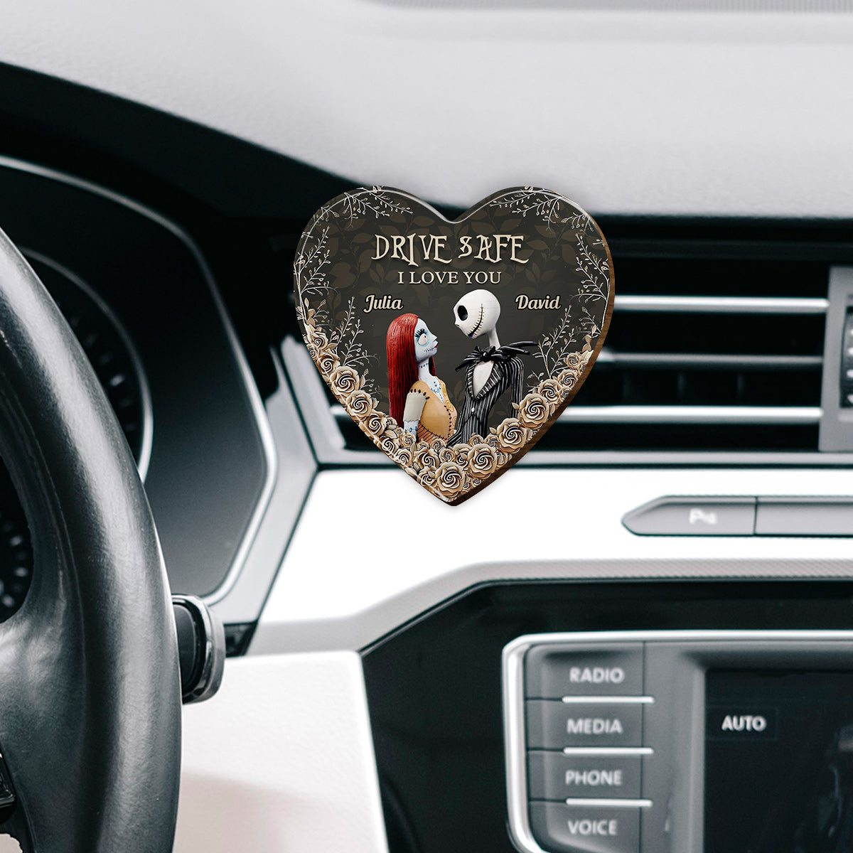 Drive Safe I Love You - Personalized Nightmare Shaped Car Visor Clip