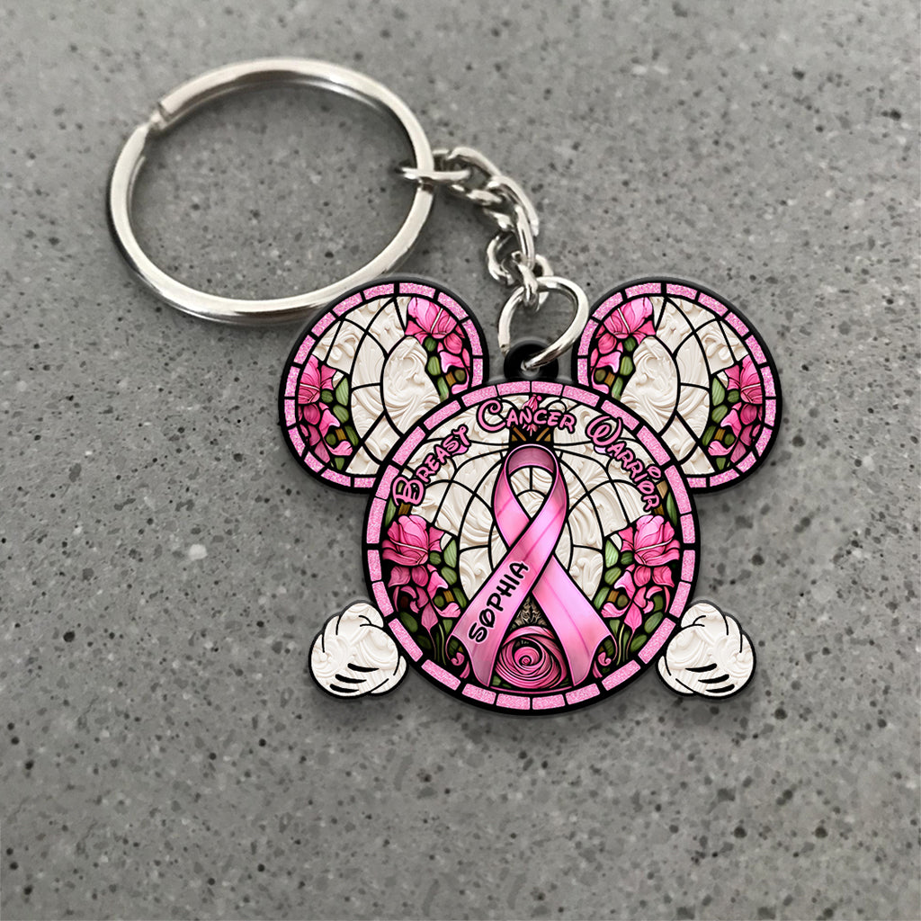 Breast Cancer Warrior - Personalized Mouse Keychain