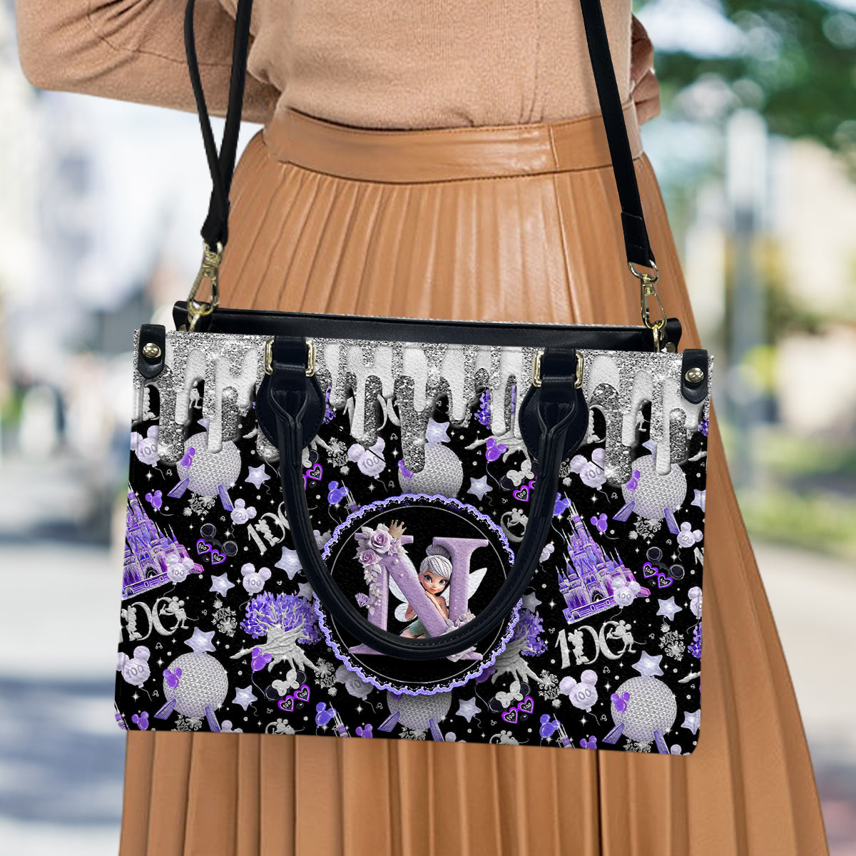 Magic Purple - Personalized Mouse Leather Handbag