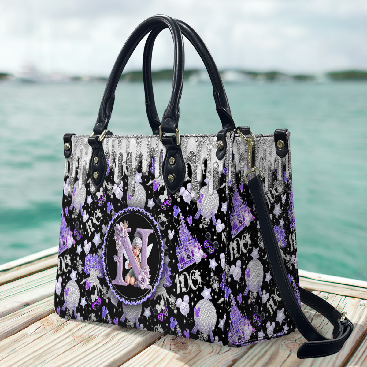 Magic Purple - Personalized Mouse Leather Handbag