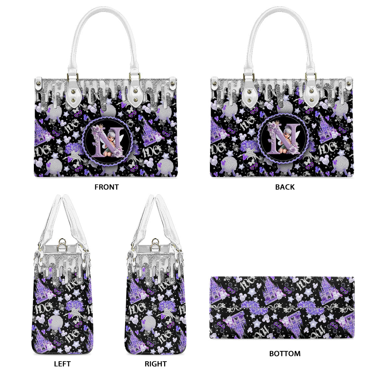 Magic Purple - Personalized Mouse Leather Handbag