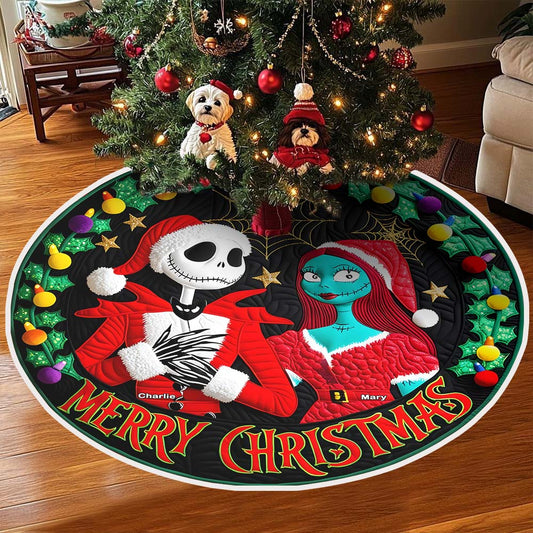 Nightmare Christmas Couple - Personalized Nightmare Tree Skirt