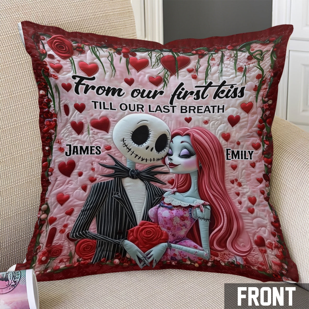 From Our First Kiss - Personalized Nightmare Throw Pillow