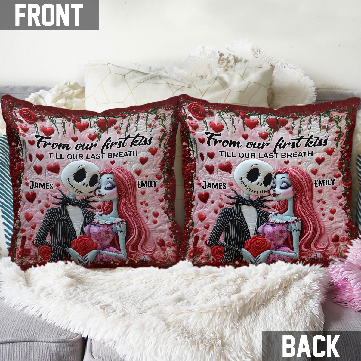 From Our First Kiss - Personalized Nightmare Throw Pillow