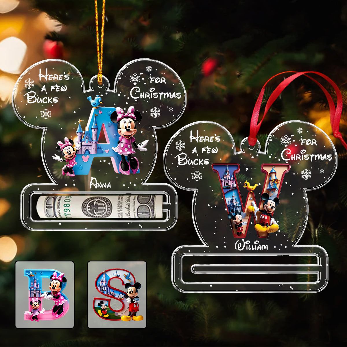 Few Bucks For Christmas - Personalized Mouse Transparent Ornament