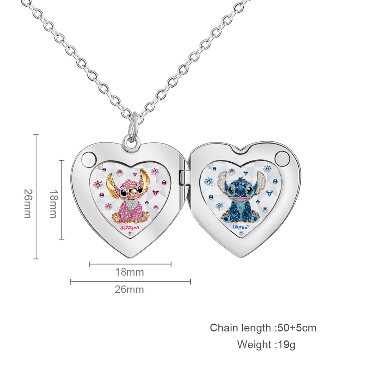 Ohana Couple Locket - Personalized Ohana Locket Pendant Necklace