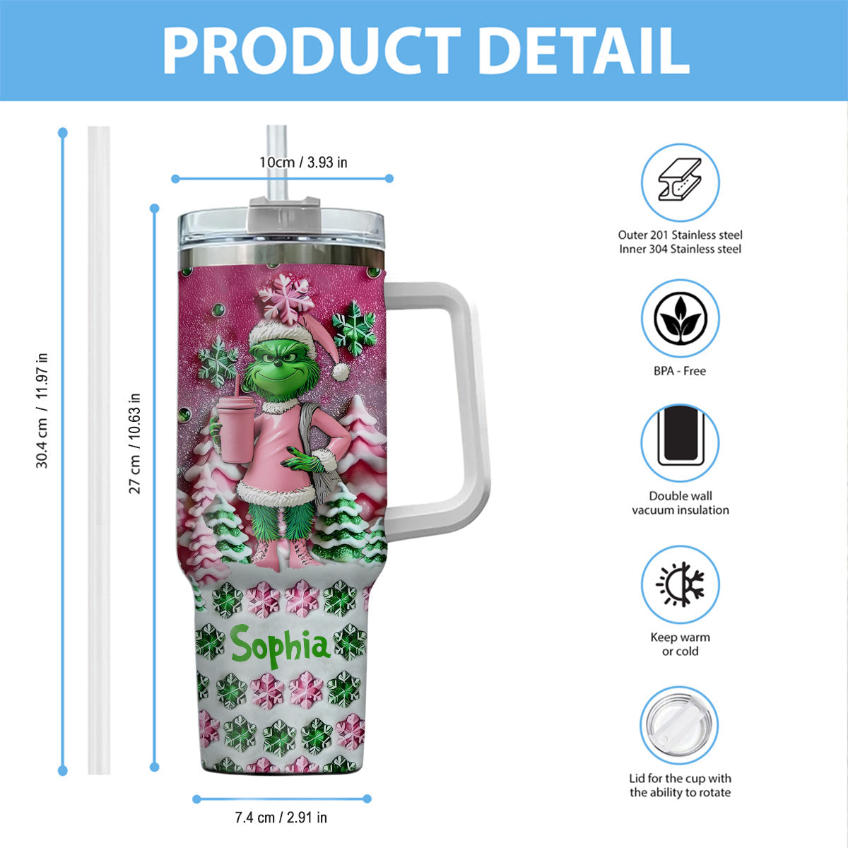 Merry Chrinchmas - Personalized Stole Christmas Tumbler With Handle