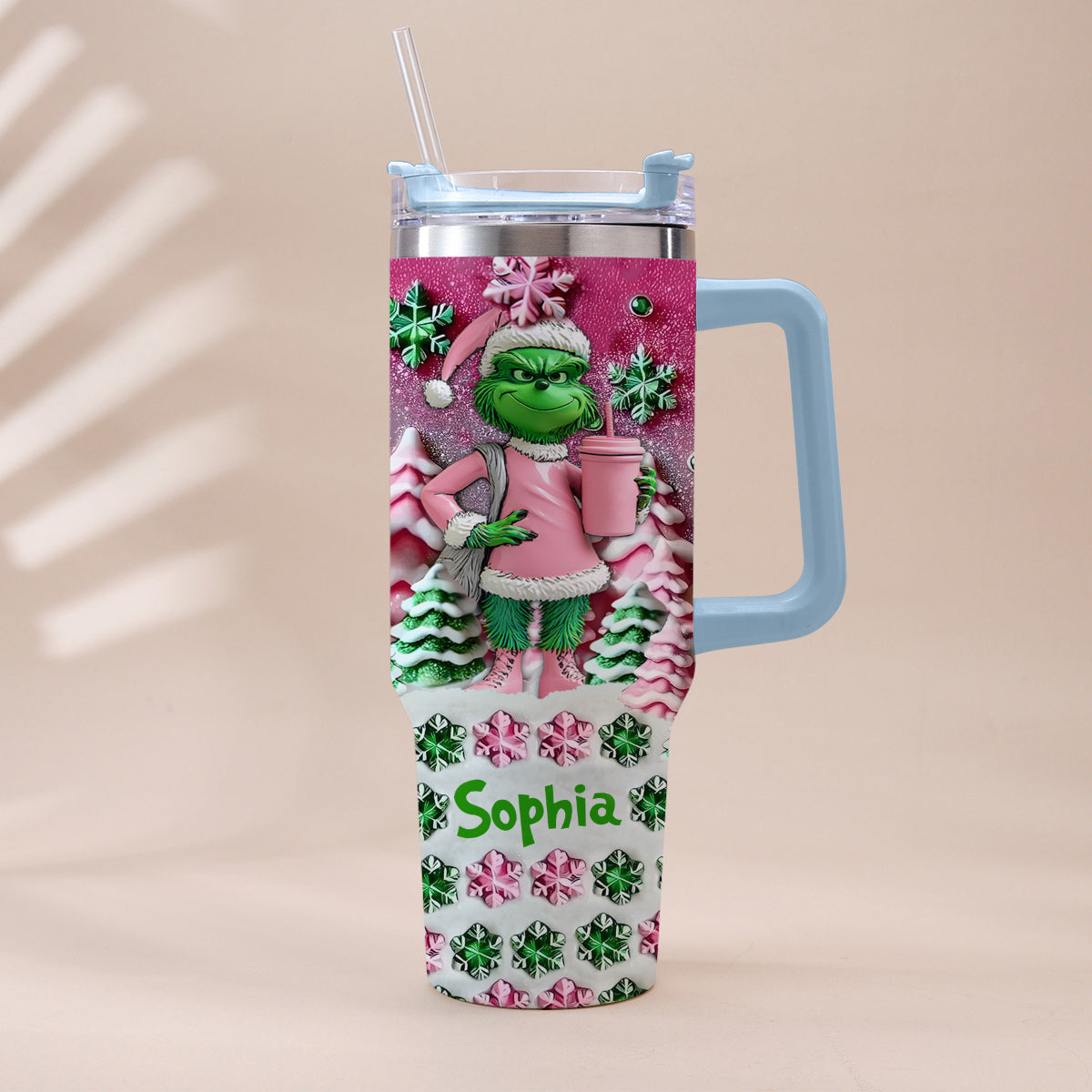 Merry Chrinchmas - Personalized Stole Christmas Tumbler With Handle