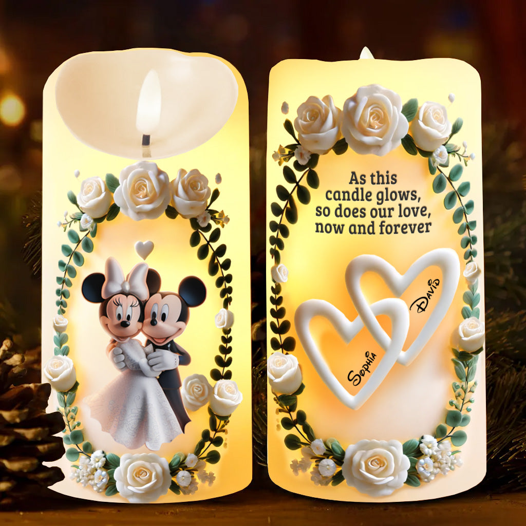 As This Candle Glows, So Does Our Love, Now And Forever - Personalized Couple Flameless Candle
