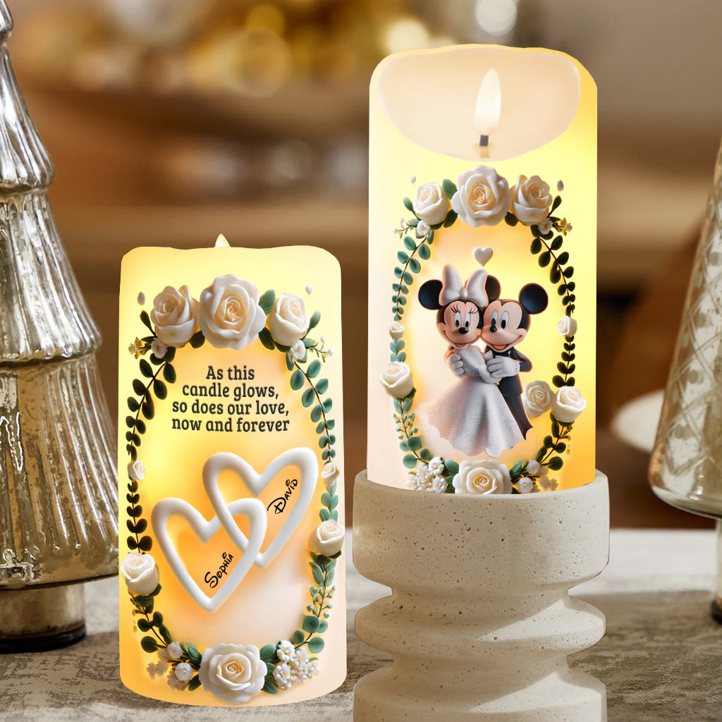 As This Candle Glows, So Does Our Love, Now And Forever - Personalized Couple Flameless Candle