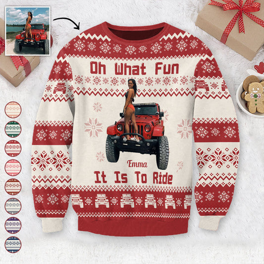 Oh What Fun It Is To Ride - Personalized Car Ugly Sweater