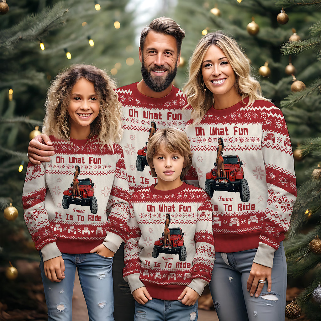 Oh What Fun It Is To Ride - Personalized Car Ugly Sweater