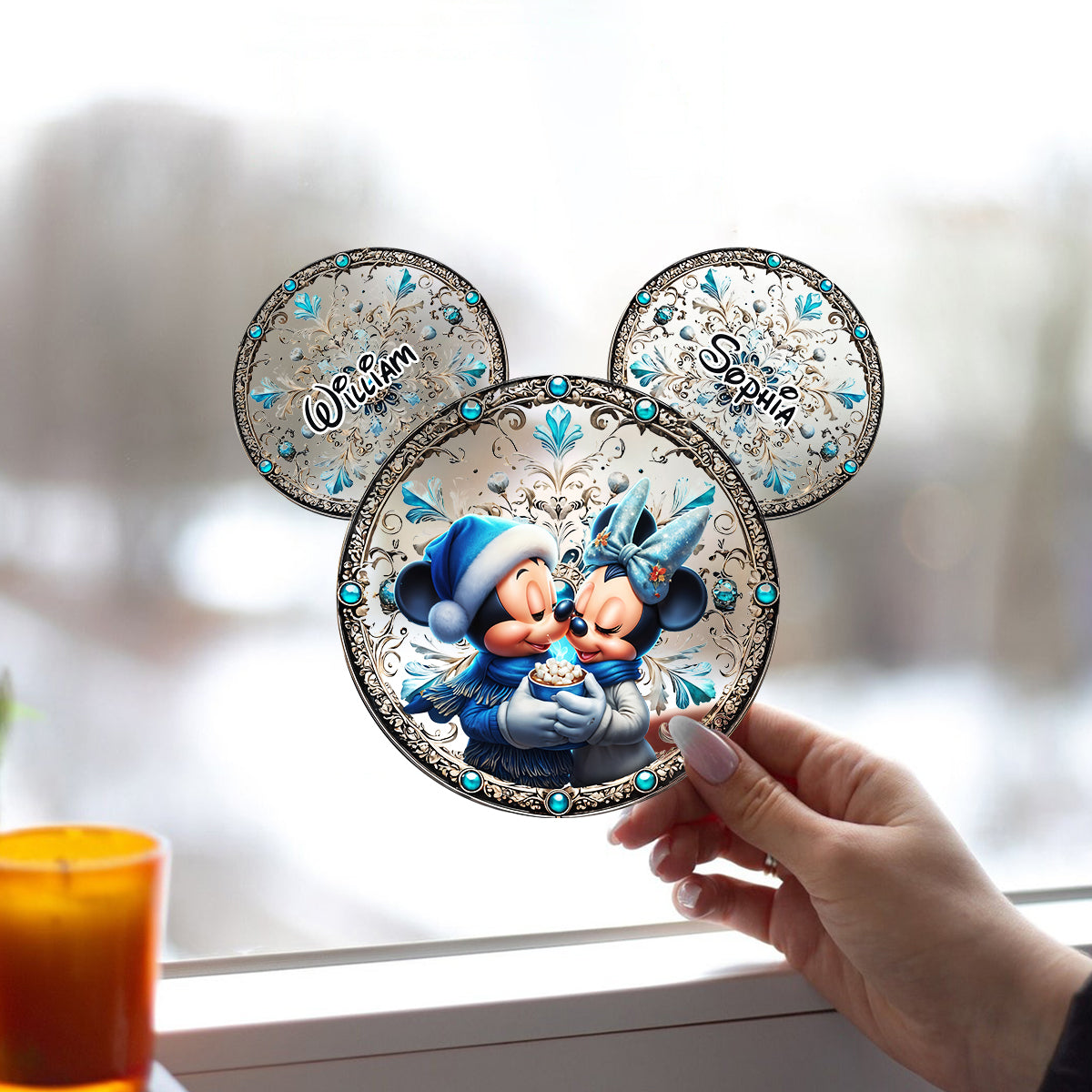 Mouse Couple - Personalized Mouse Window Hanging Suncatcher Ornament
