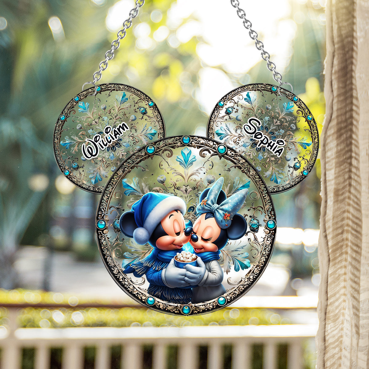 Mouse Couple - Personalized Mouse Window Hanging Suncatcher Ornament