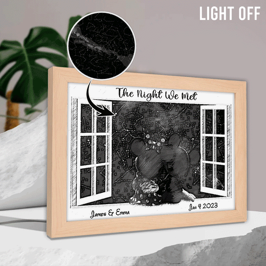 The Night We Met Mouse Ears Couple Night Star Map - Personalized Mouse Light Photo Frame