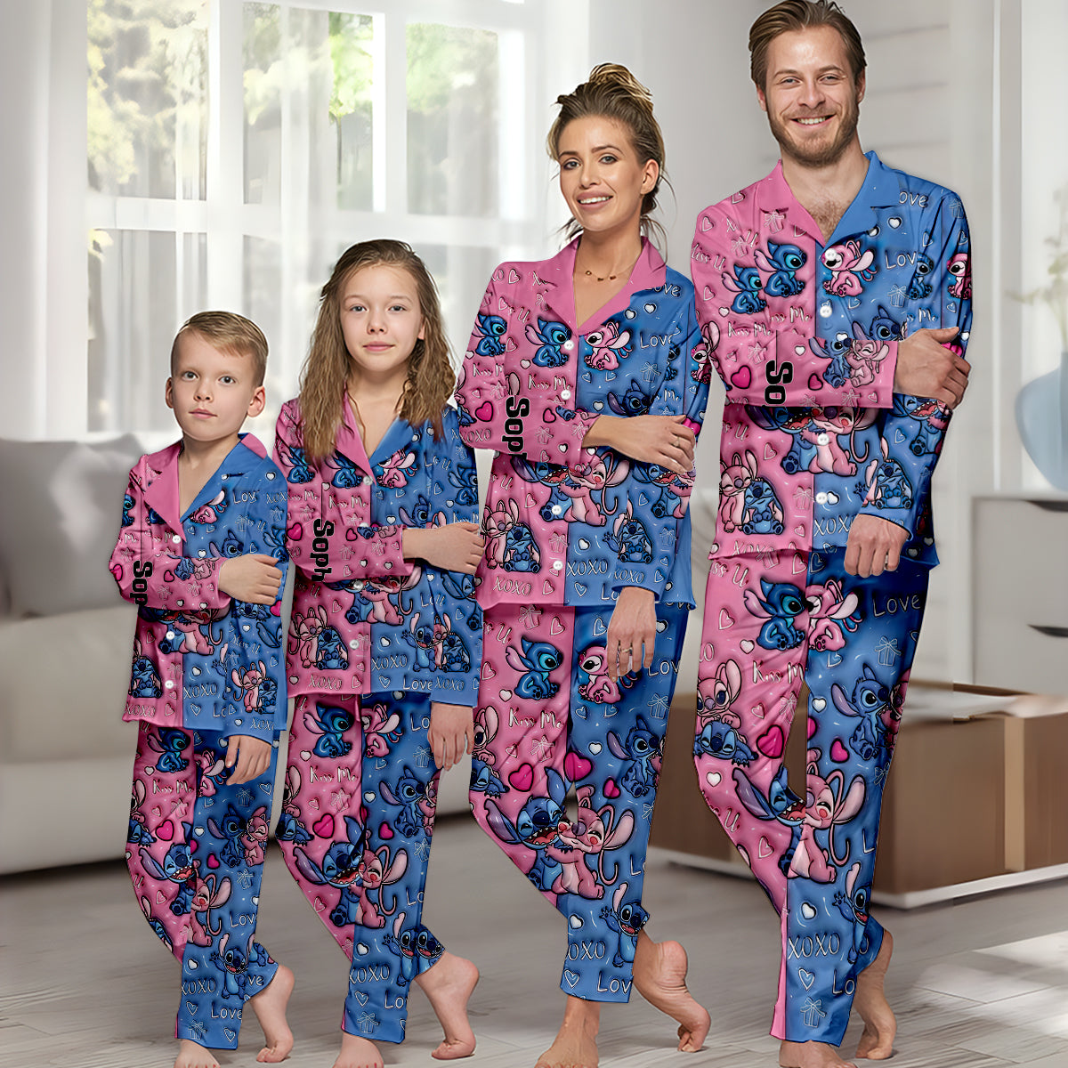 Love Ohana - Personalized Ohana Button Down Pajamas