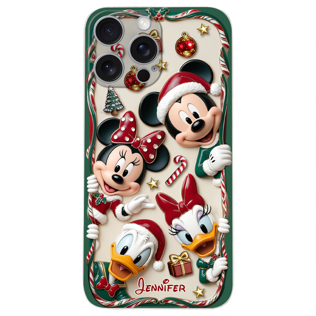 Magical Friends - Personalized Mouse 3D Embossed Leather Phone Case