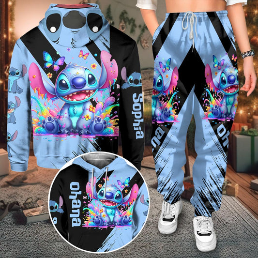 Ohana Colorful Butterfly - Personalized Ohana Hoodie and Sweatpants