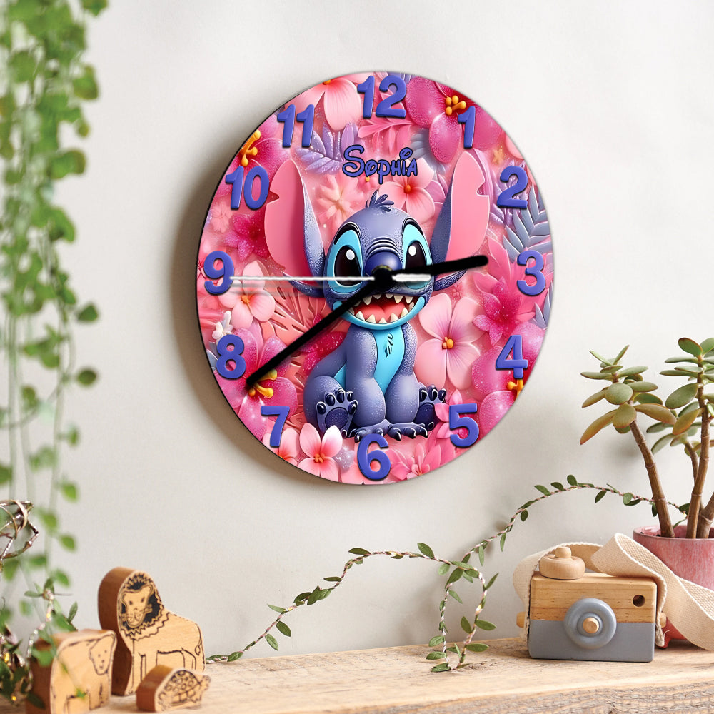 Floral Ohana - Personalized Ohana Wall Clock