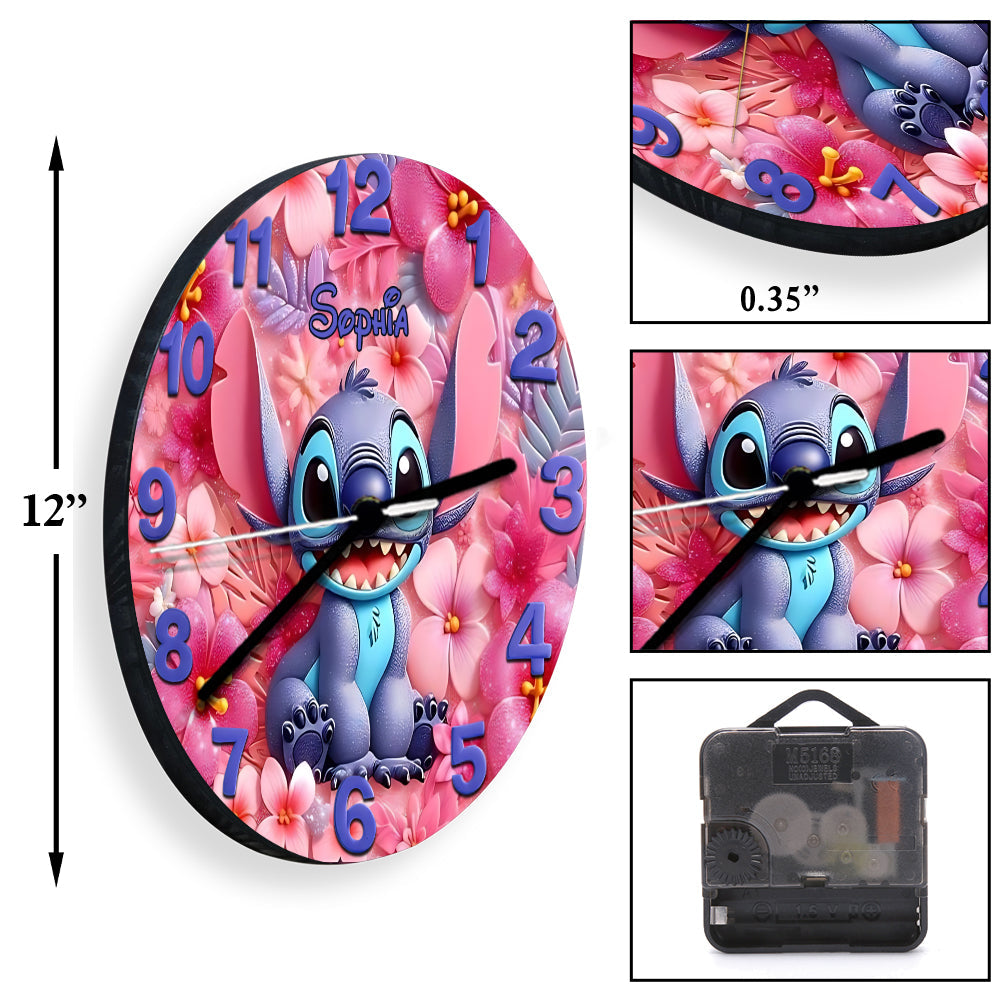 Floral Ohana - Personalized Ohana Wall Clock