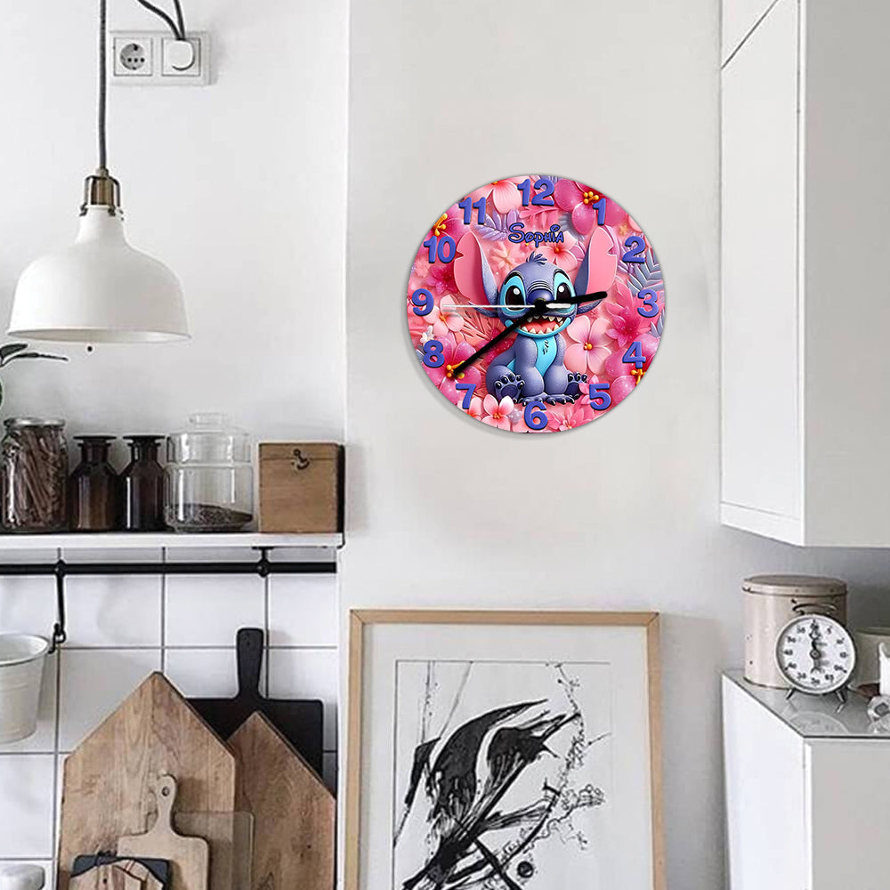 Floral Ohana - Personalized Ohana Wall Clock