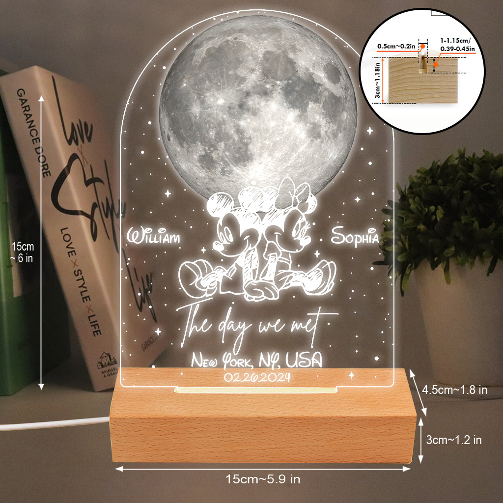 The Night We Met - Personalized Mouse Couple Shaped Plaque Light Base