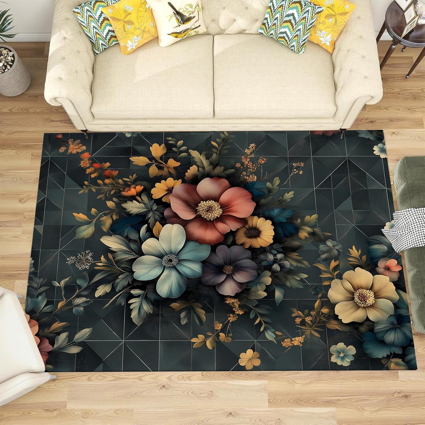 800 GSM Velvet-Soft Area Rug – Thick Cushioned Memory Foam Core, Non-Slip TPR Backing