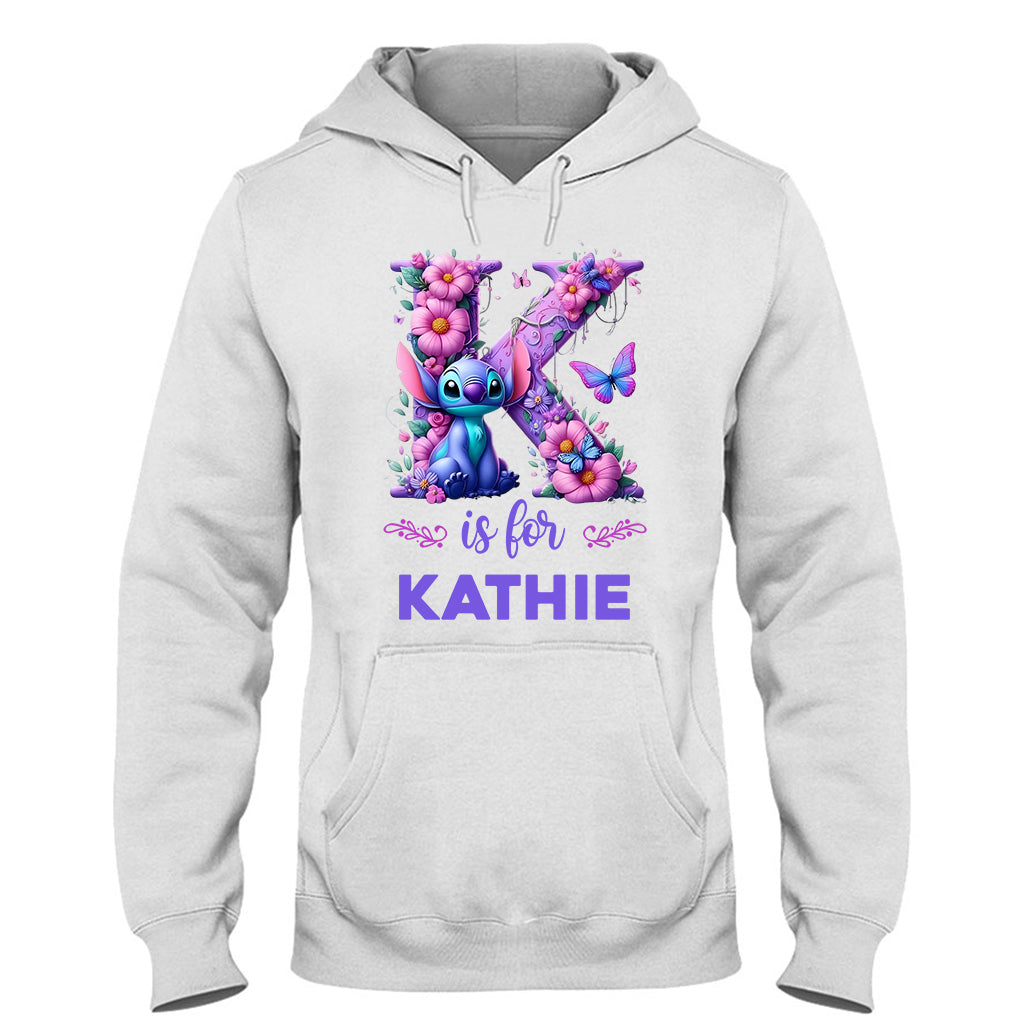 Blue Ohana Alphabet Letter Custom Name - Personalized Ohana T-shirt And Hoodie