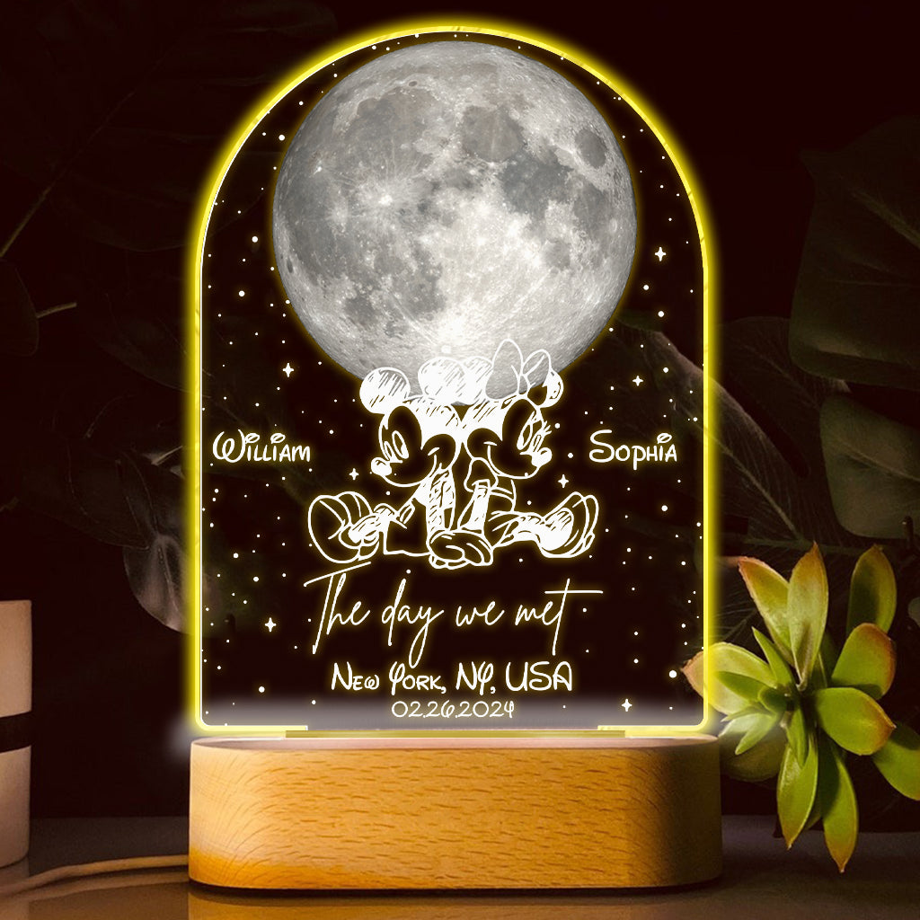 The Night We Met - Personalized Mouse Couple Shaped Plaque Light Base
