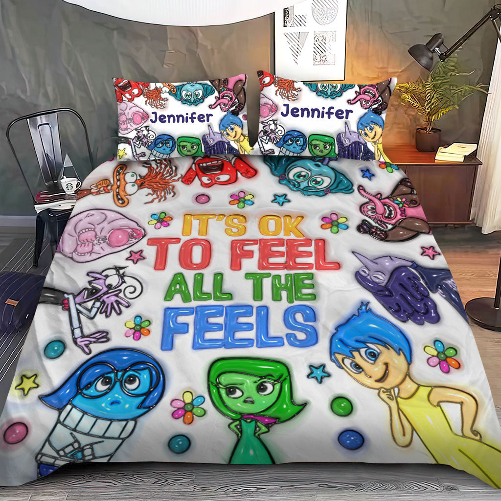 It's Ok To Feel All The Feels - Personalized Mouse Bedding Set
