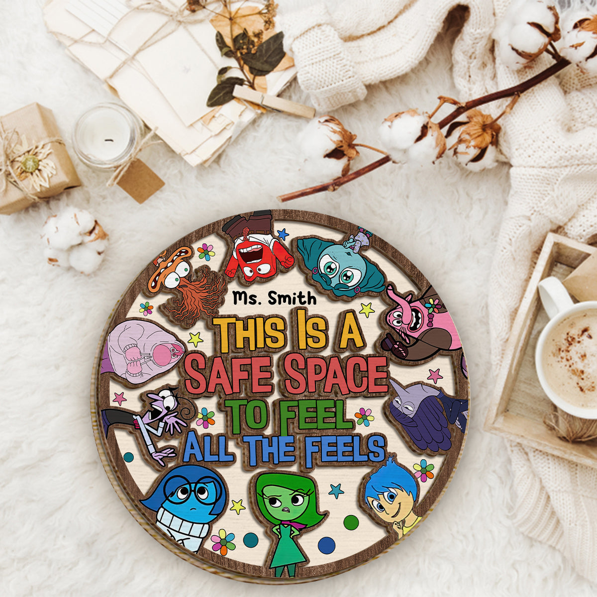 This Is A Safe Space To Feel All The Feels - Personalized 2 Layered Wood Sign / Wood Plaque