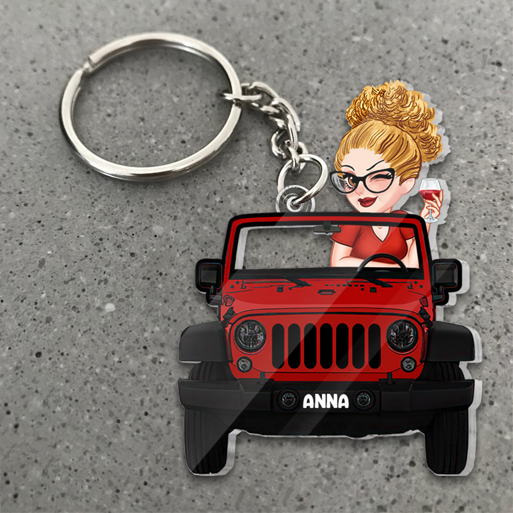 A Girl And Her Car - Personalized Car Custom Shaped Keychain