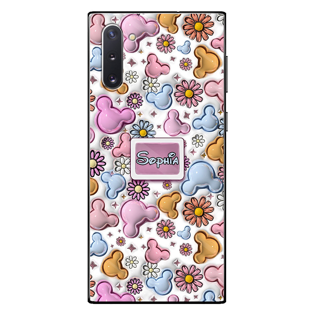 Cute Mouse Ears Floral Style - Personalized Mouse Clear Phone Case