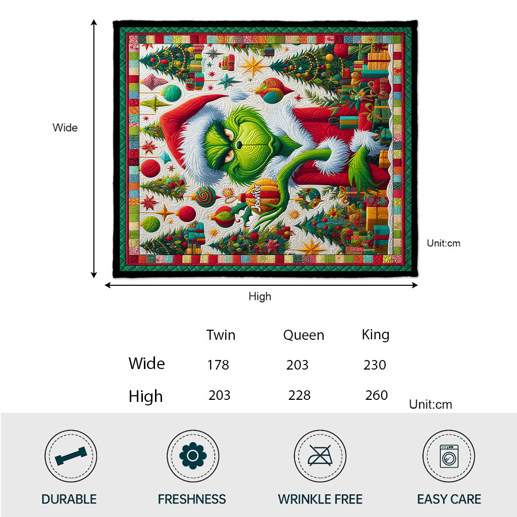 Merry Grinchmas - Personalized Stole Christmas Quilt