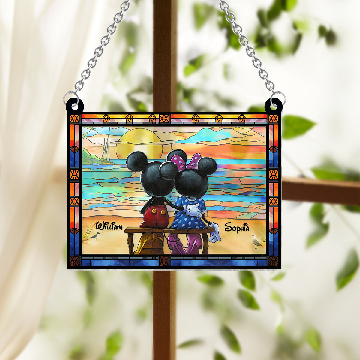 I am yours - Personalized Mouse Window Hanging Suncatcher Ornament