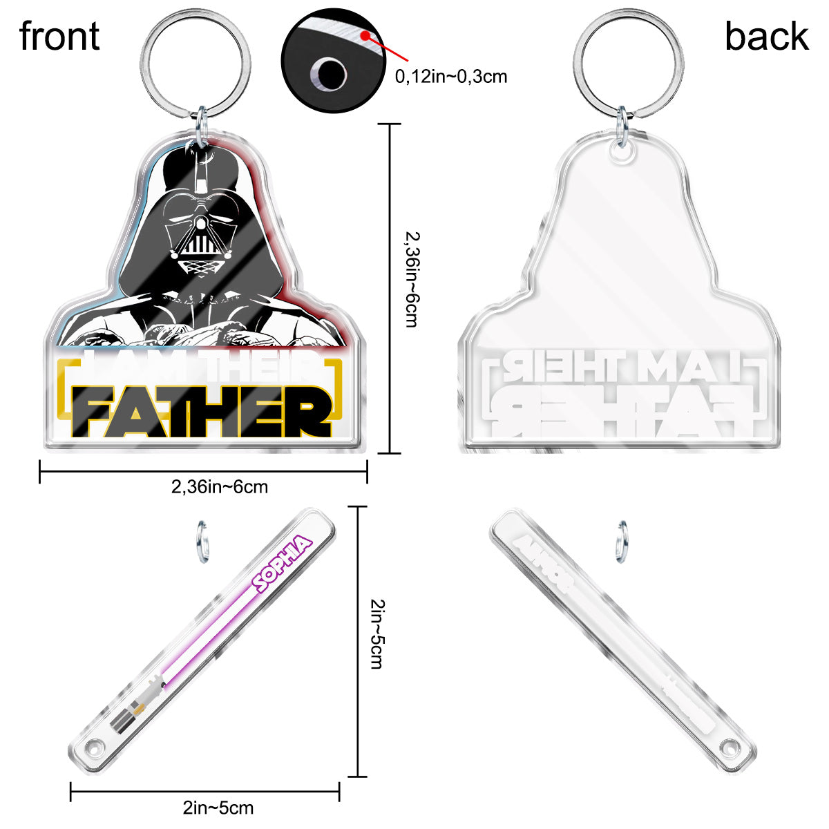 I Am Their Father/ Grandfather/ Uncle... - Personalized The Force Keychain with Charms