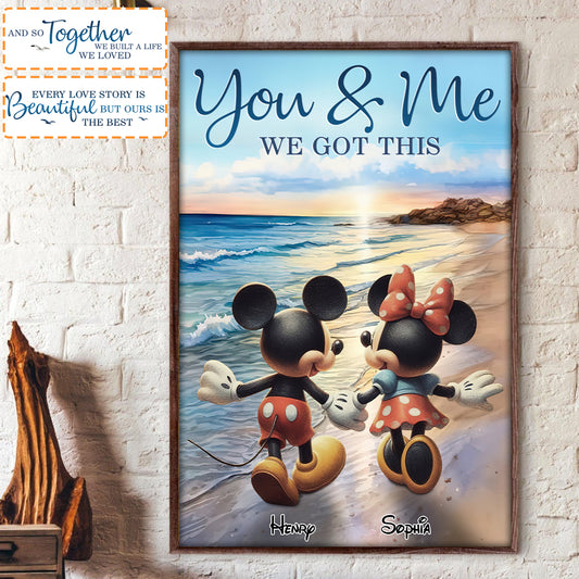 Mouse Ears Couple Beach Landscape Retro Vintage - Personalized Mouse Canvas And Poster