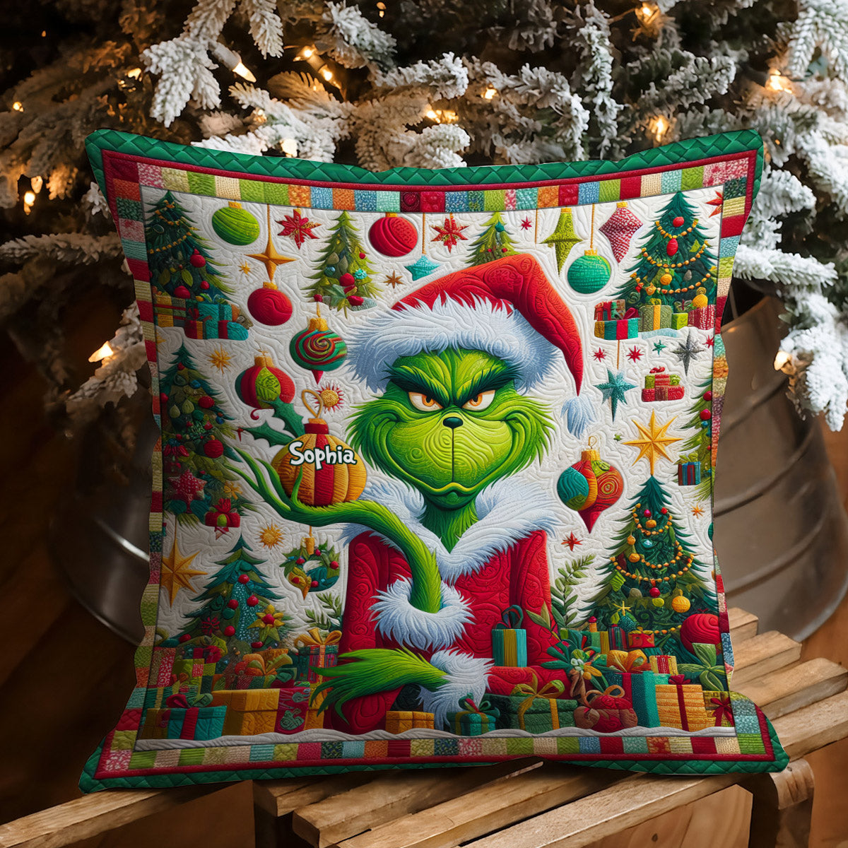 Merry Grinchmas - Personalized Stole Christmas Throw Pillow