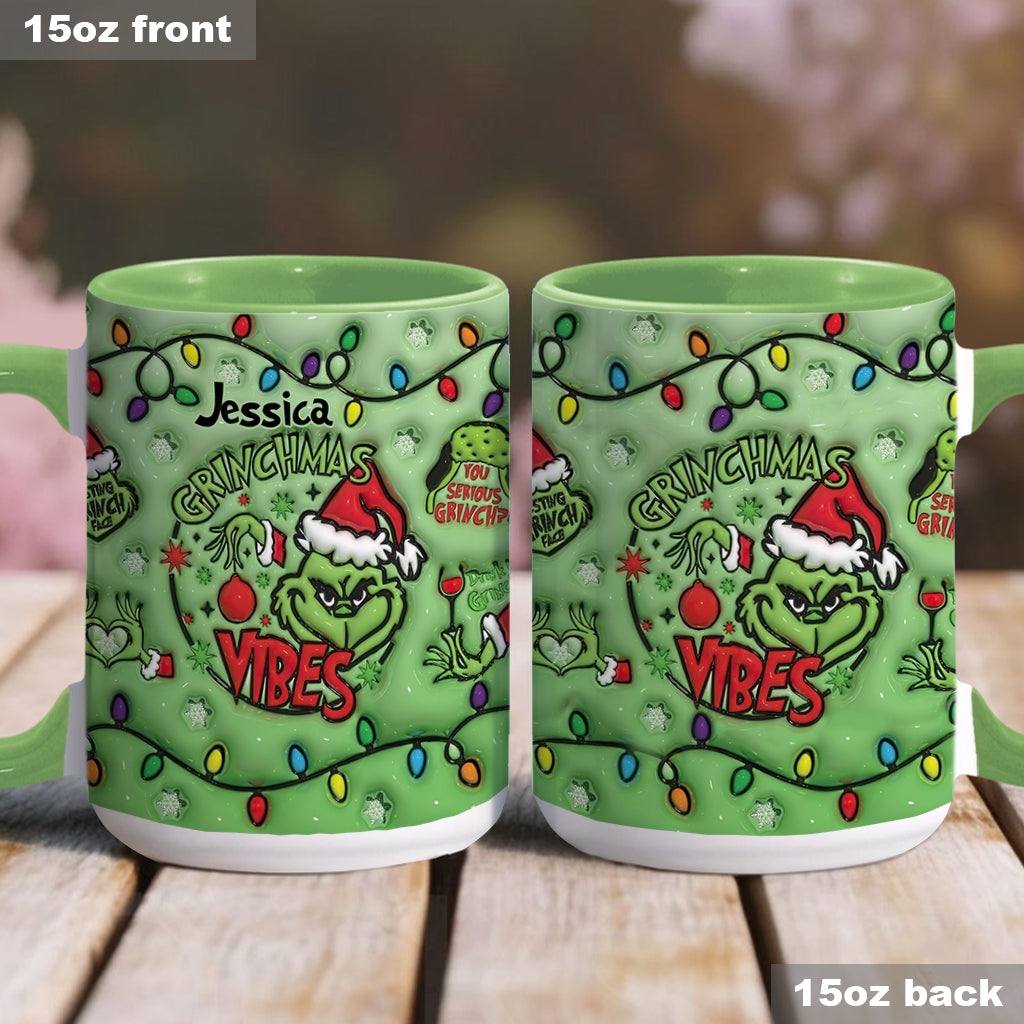 Grinchmas Vibes - Personalized Stole Christmas Accent Mug