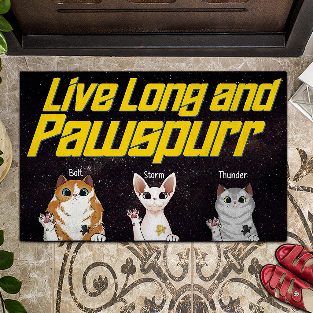 Live Long and Pawspurr - Personalized Star Fleet Doormat