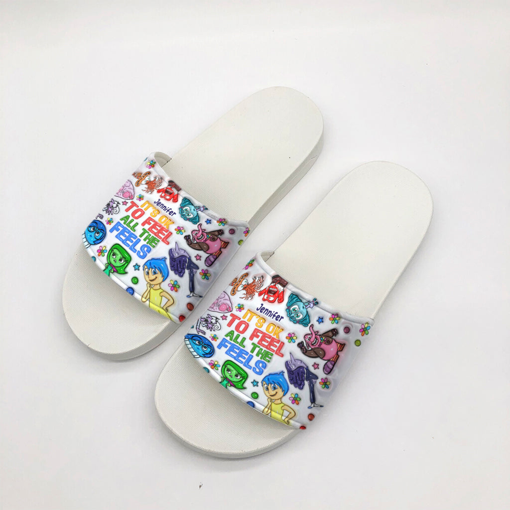 It's Ok To Feel All The Feels - Personalized Slide Sandals