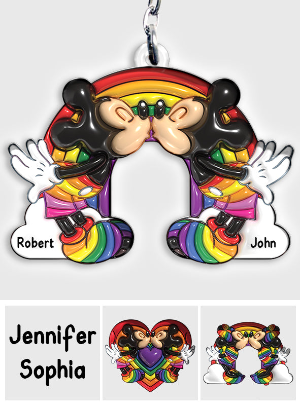 Love Is Love Mouse Couple - Personalized LGBT Support Keychain