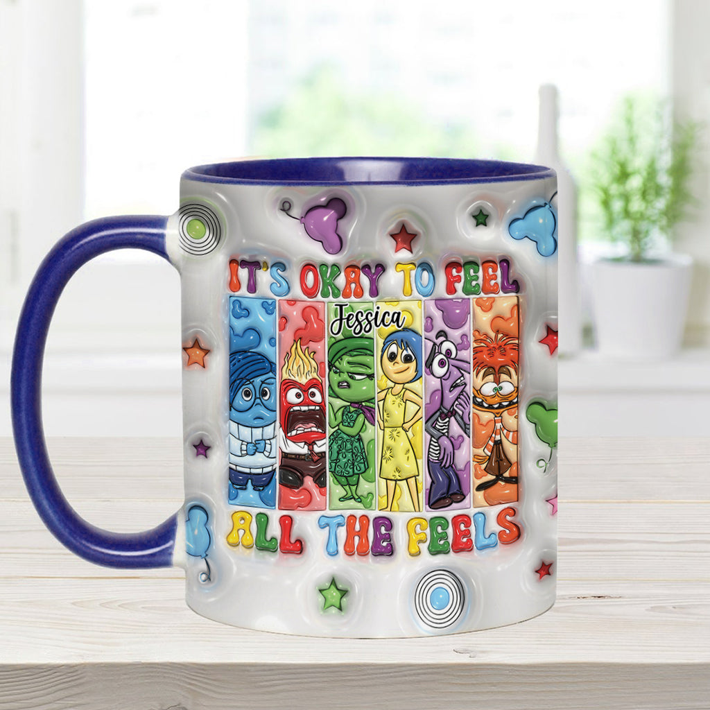 It's Okay To Feel All The Feels - Personalized Accent Mug