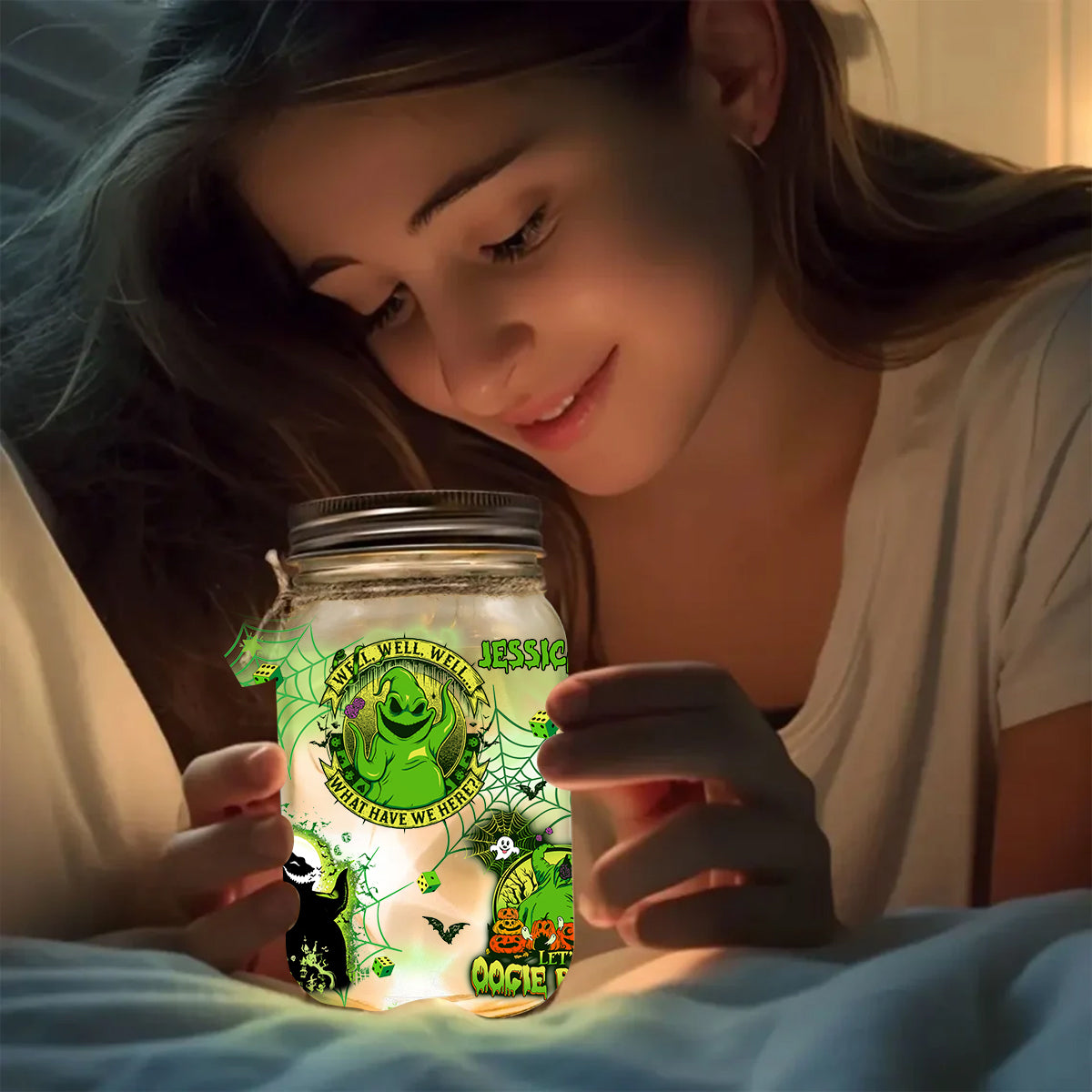 Trick Or Treat Light Oogie Boogie Bash - Personalized Mouse Mason Jar Light