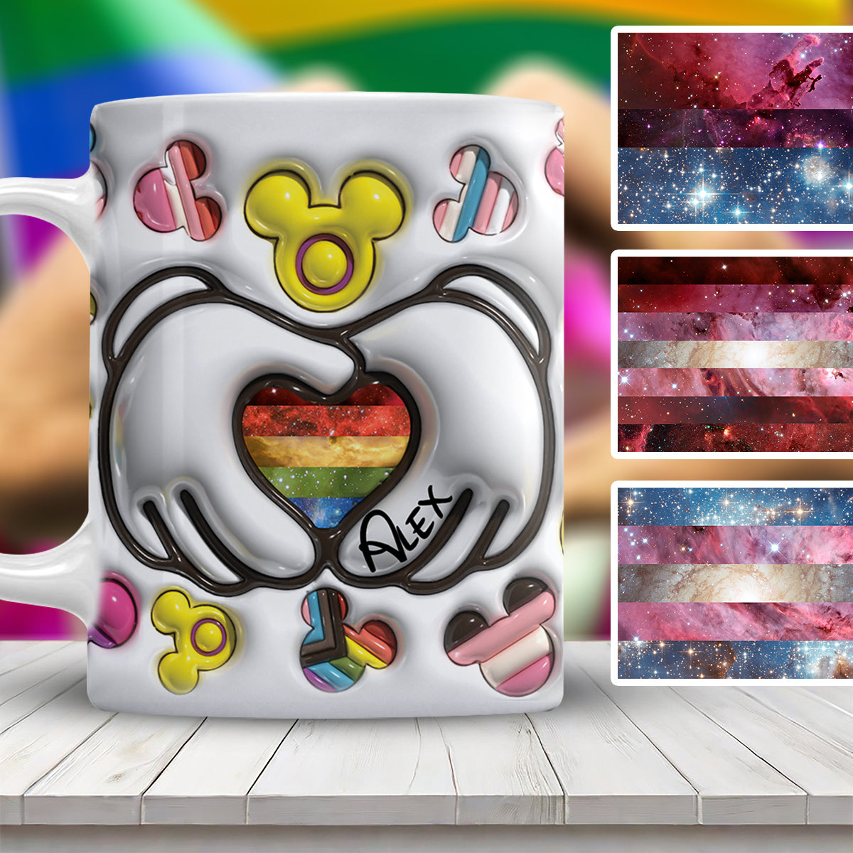 Love Is Love Mouse Hands Custom Pride Flag - Personalized LGBT Support Mug