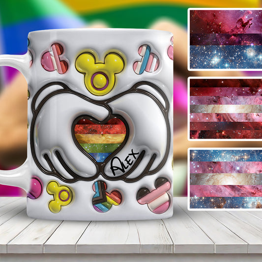 Love Is Love Mouse Hands Custom Pride Flag - Personalized LGBT Support Mug